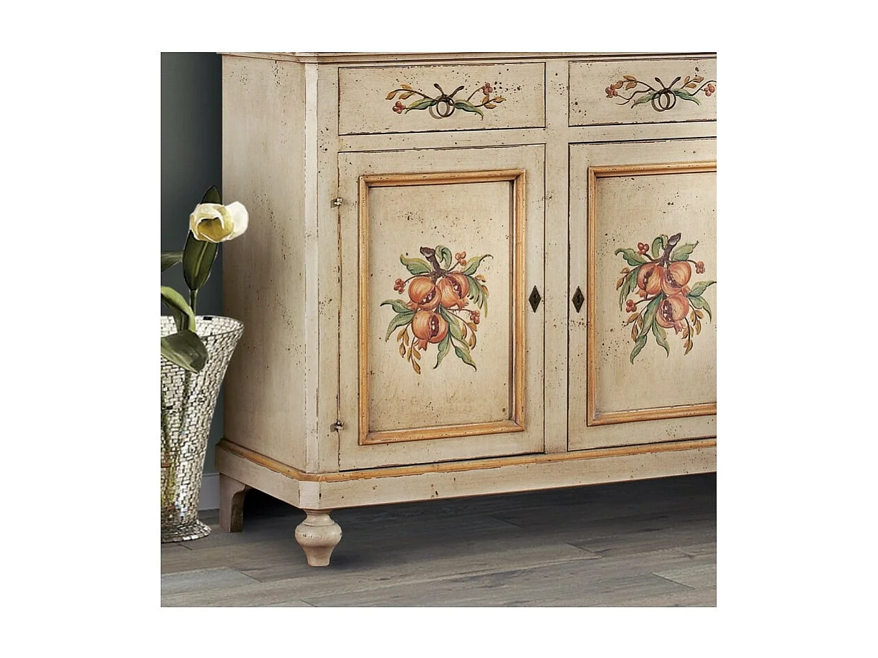 MOBILI 2G - Madia credenza in legno provenzale laccata a mano 2 porte 112x49x98 (1416)