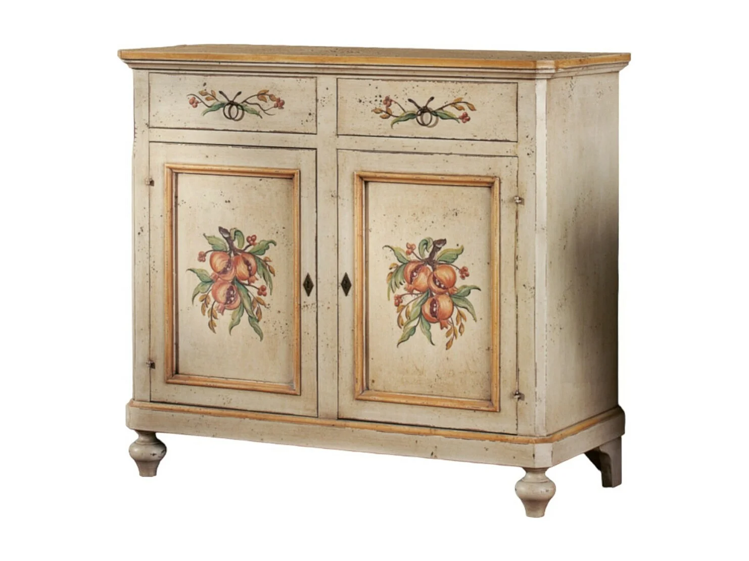 MOBILI 2G - Madia credenza in legno provenzale laccata a mano 2 porte 112x49x98 (1416)
