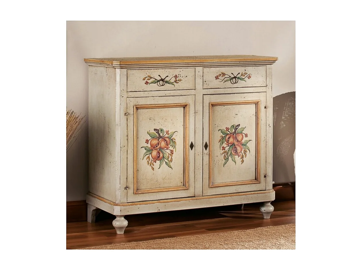 MOBILI 2G - Madia credenza in legno provenzale laccata a mano 2 porte 112x49x98 (1416)