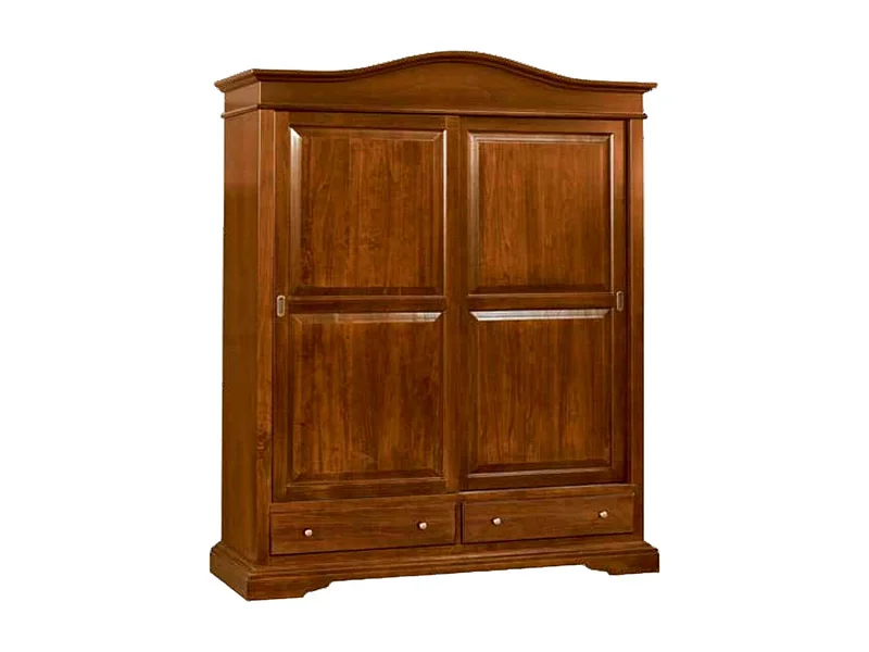 MOBILI 2G - ARMADIO ARTE POVERA 2 ANTE SCORREVOLI LEGNO TINTA NOCE 180X67X225 (583)