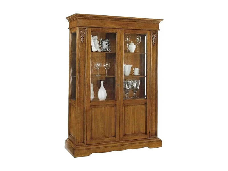 MOBILI 2G - VETRINA IN LEGNO 2 ANTE IN LEGNO FINITURA BASSANO L.155 P.48 H.210 (484)