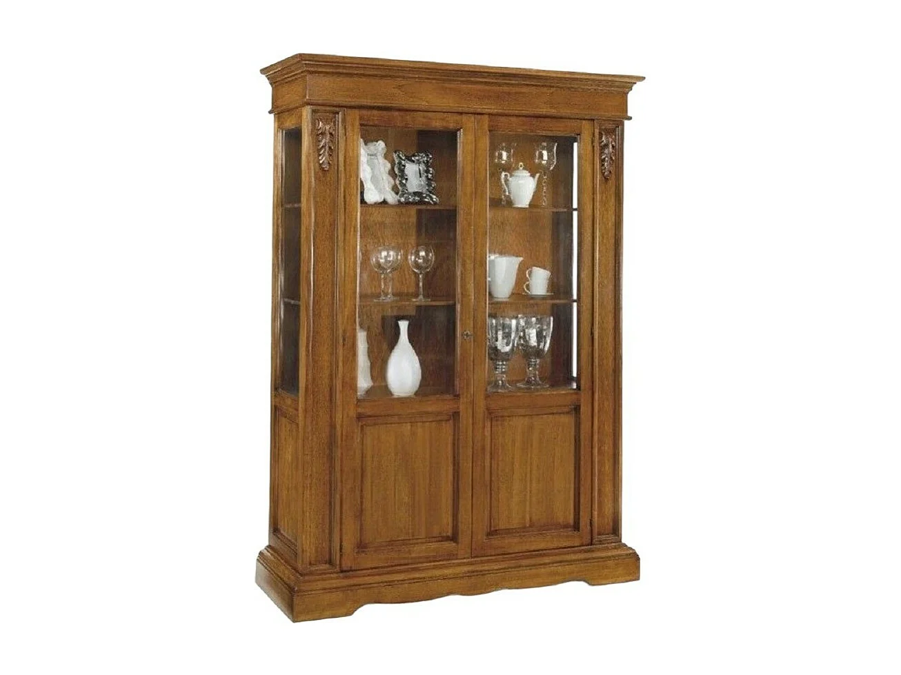 MOBILI 2G - VETRINA IN LEGNO 2 ANTE IN LEGNO FINITURA BASSANO L.155 P.48 H.210 (484)