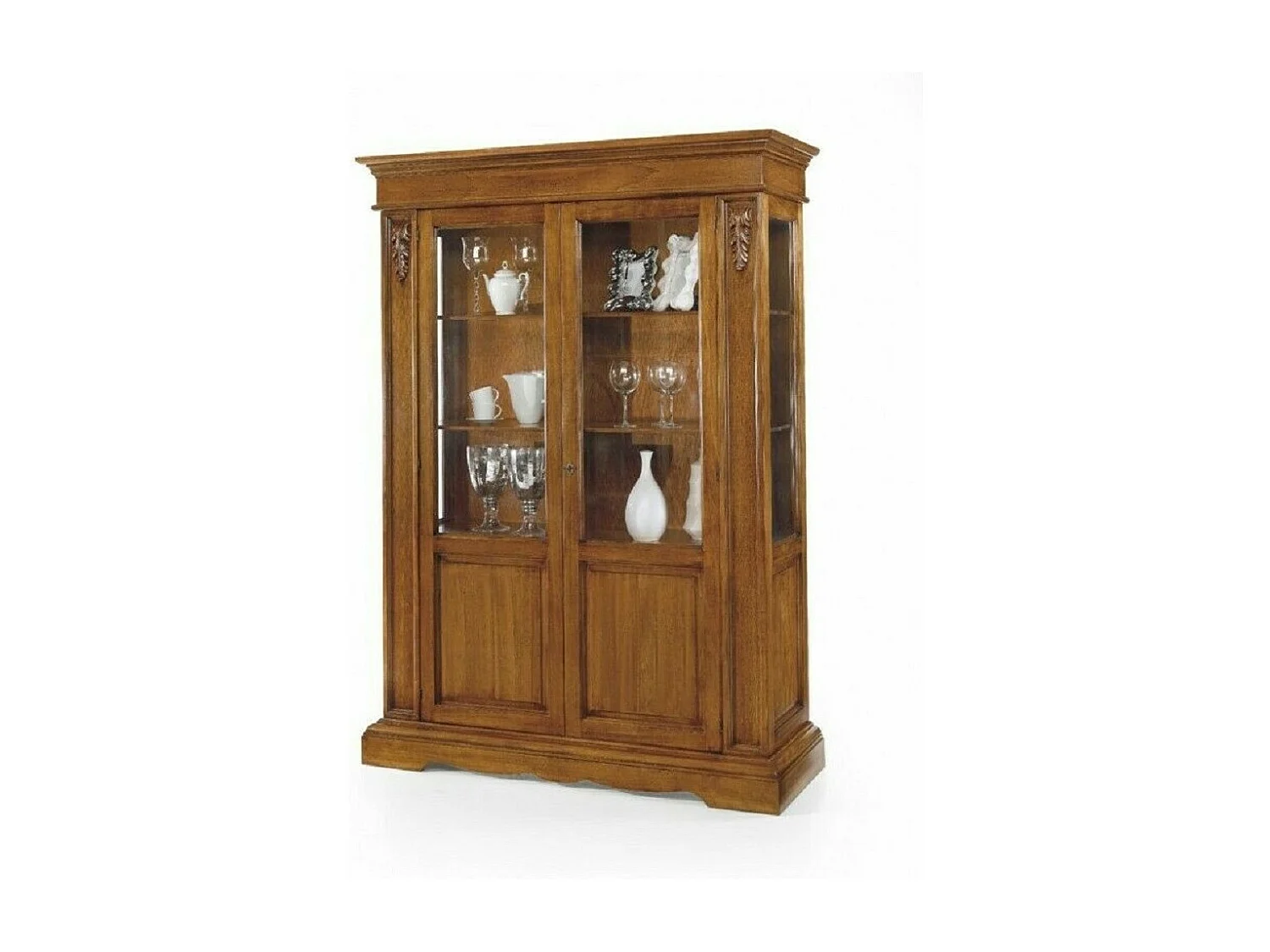 MOBILI 2G - VETRINA IN LEGNO 2 ANTE IN LEGNO FINITURA BASSANO L.155 P.48 H.210 (484)