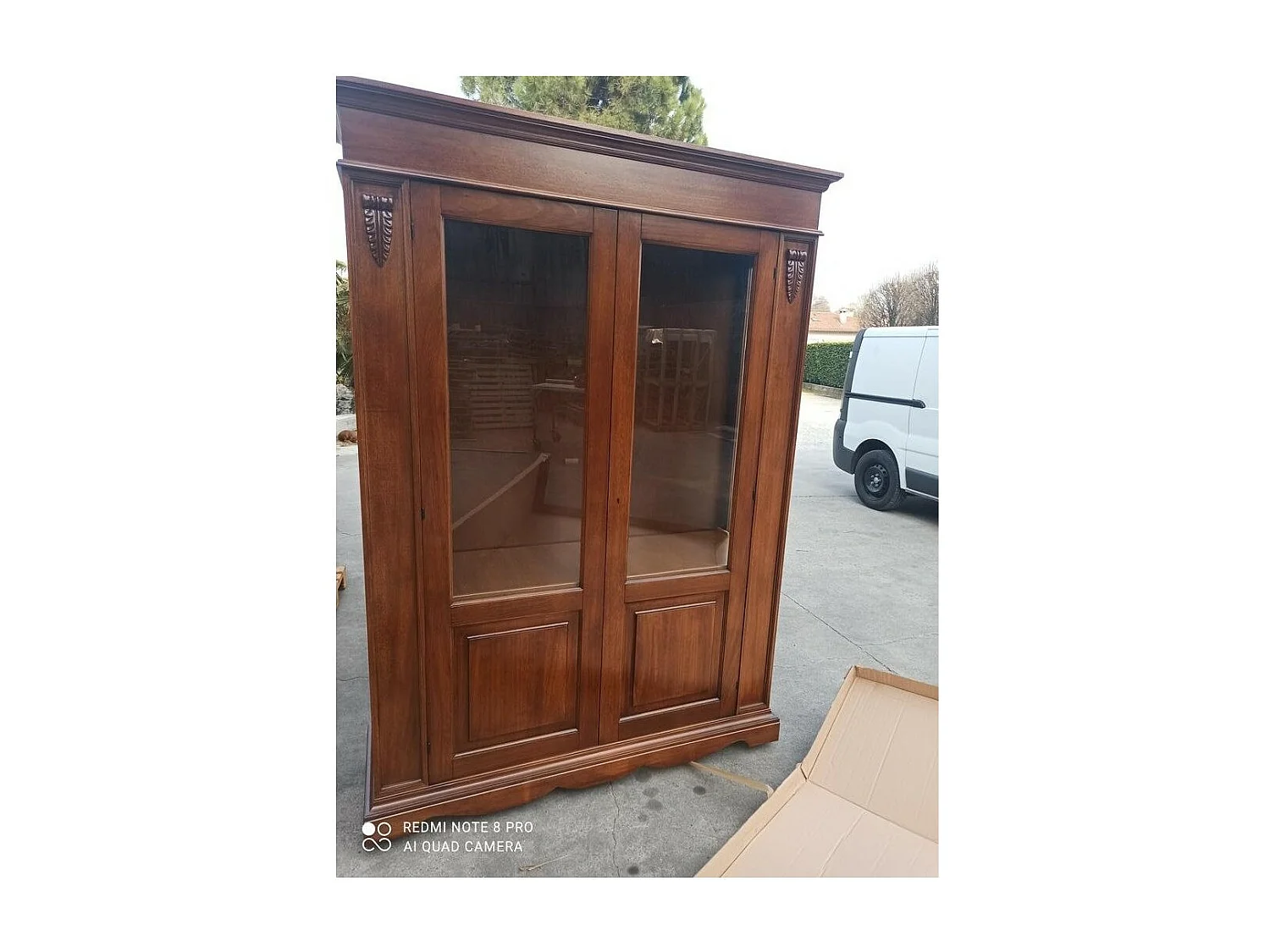 MOBILI 2G - VETRINA IN LEGNO 2 ANTE IN LEGNO FINITURA BASSANO L.155 P.48 H.210 (484)