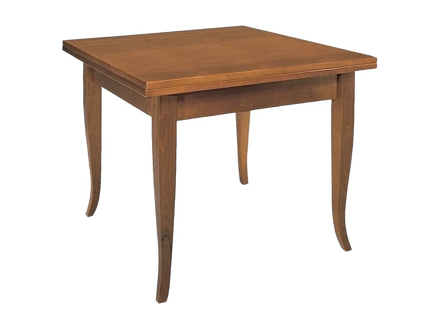 MOBILI 2G - TAVOLO NOCE GAMBA SCIABOLA 100X100 ALLUNGABILE A LIBRO (14)