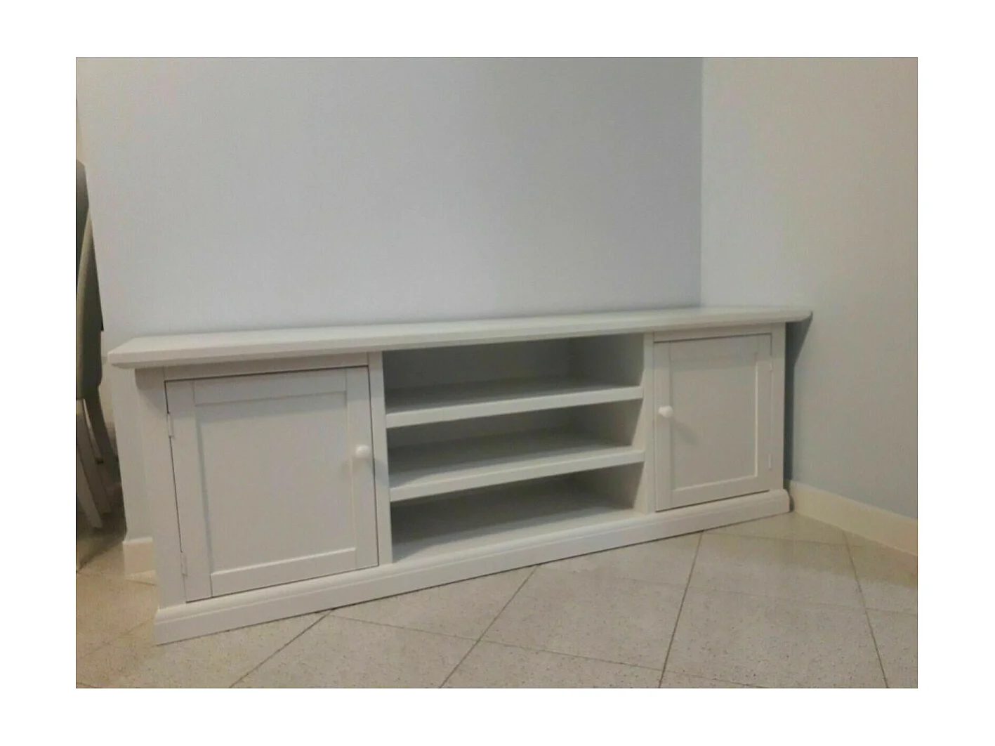 MOBILI 2G - PORTA TV 2 ANTE IN LEGNO SHABBY BIANCO 160x46x56 (1365)