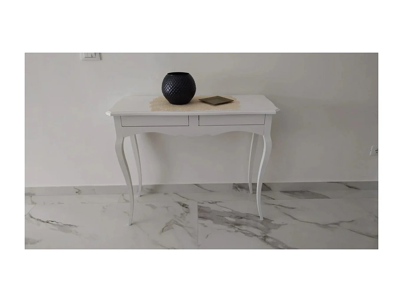 MOBILI 2G - CONSOLLE ARTE POVERA 2 CASSETTI IN LEGNO BIANCO L .96 H 80 P. 41 (1476)