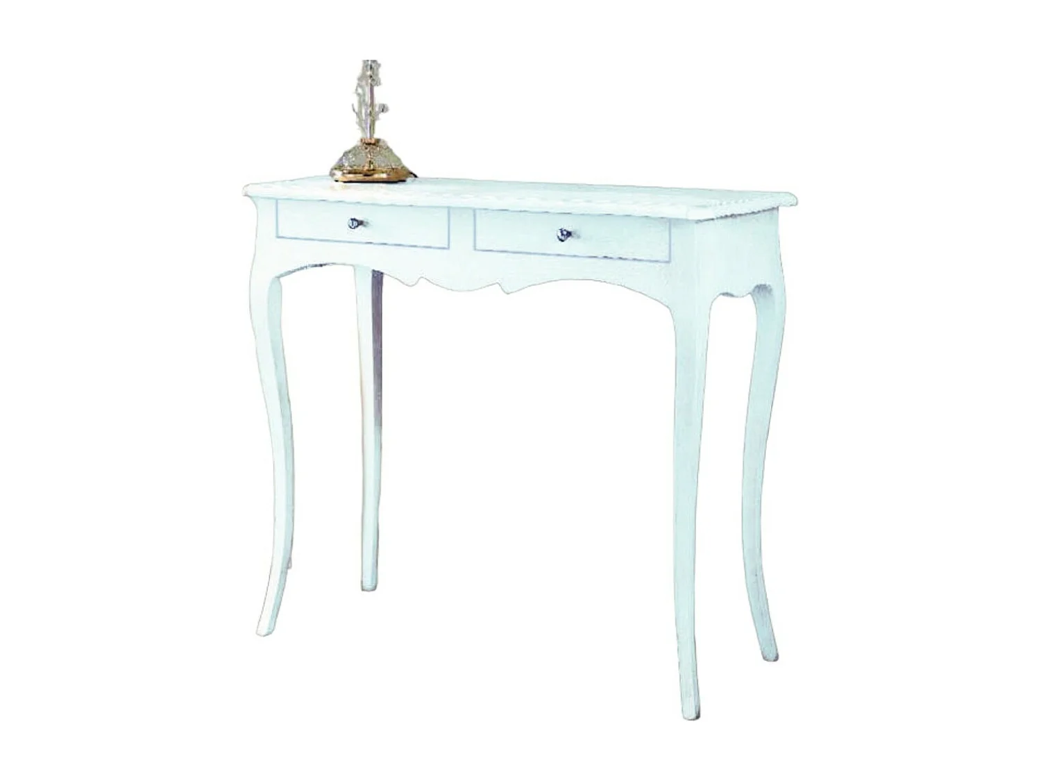 MOBILI 2G - CONSOLLE ARTE POVERA 2 CASSETTI IN LEGNO BIANCO L .96 H 80 P. 41 (1476)