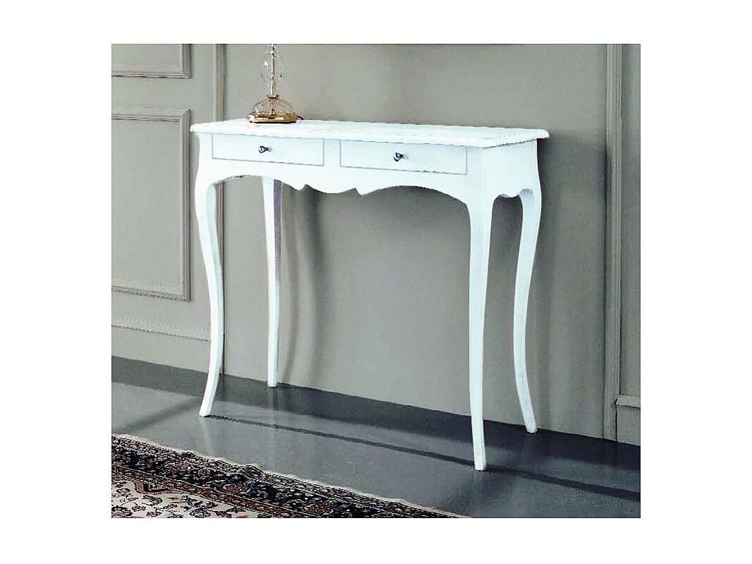 MOBILI 2G - CONSOLLE ARTE POVERA 2 CASSETTI IN LEGNO BIANCO L .96 H 80 P. 41 (1476)