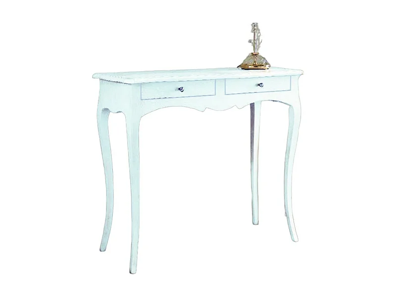 MOBILI 2G - CONSOLLE ARTE POVERA 2 CASSETTI IN LEGNO BIANCO L .96 H 80 P. 41 (1476)