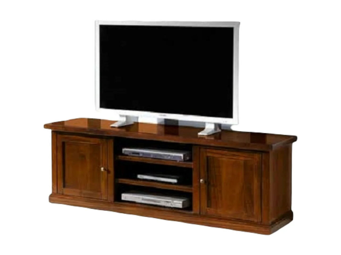 MOBILI 2G - Porta tv arte povera televisore in legno tinta noce 160x45x56 (365)