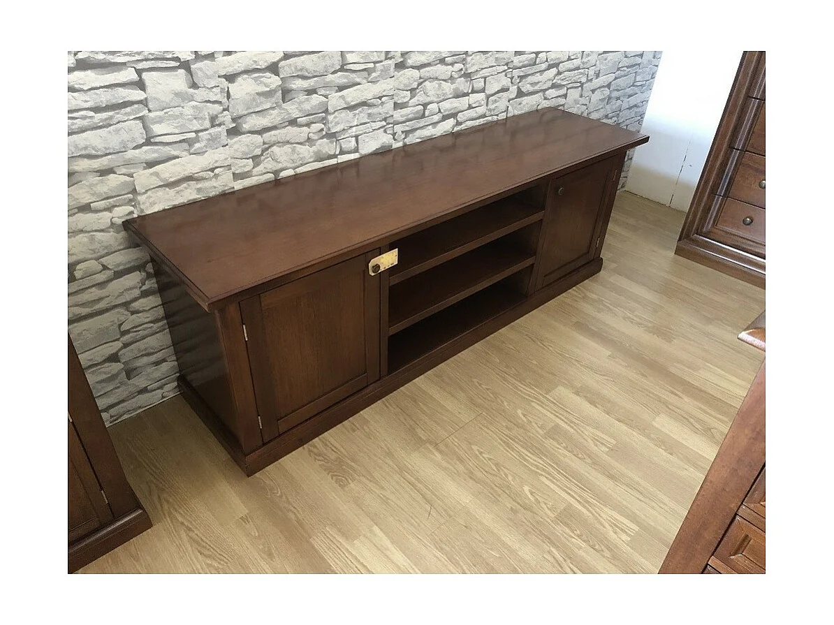 MOBILI 2G - Porta tv arte povera televisore in legno tinta noce 160x45x56 (365)