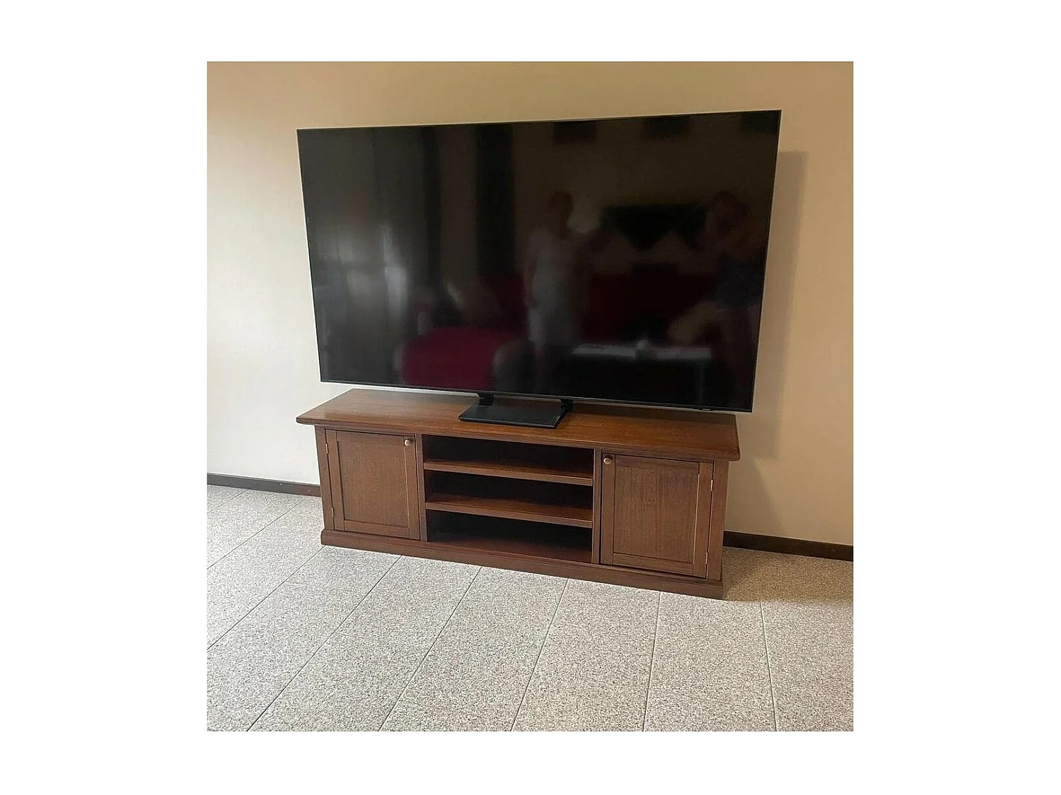 MOBILI 2G - Porta tv arte povera televisore in legno tinta noce 160x45x56 (365)