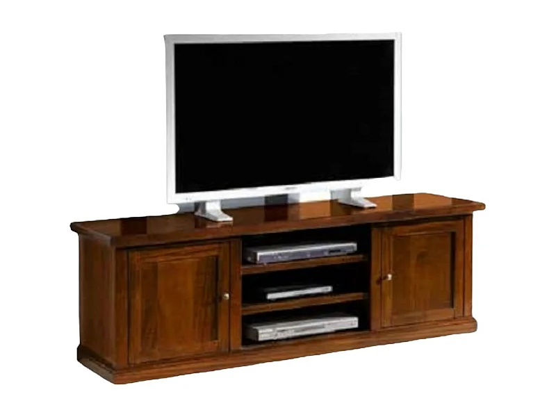 MOBILI 2G - Porta tv arte povera televisore in legno tinta noce 160x45x56 (365)