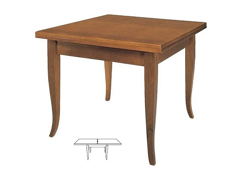 MOBILI 2G - TAVOLO NOCE GAMBA SCIABOLA 90x90 ALLUNGABILE A LIBRO (14)