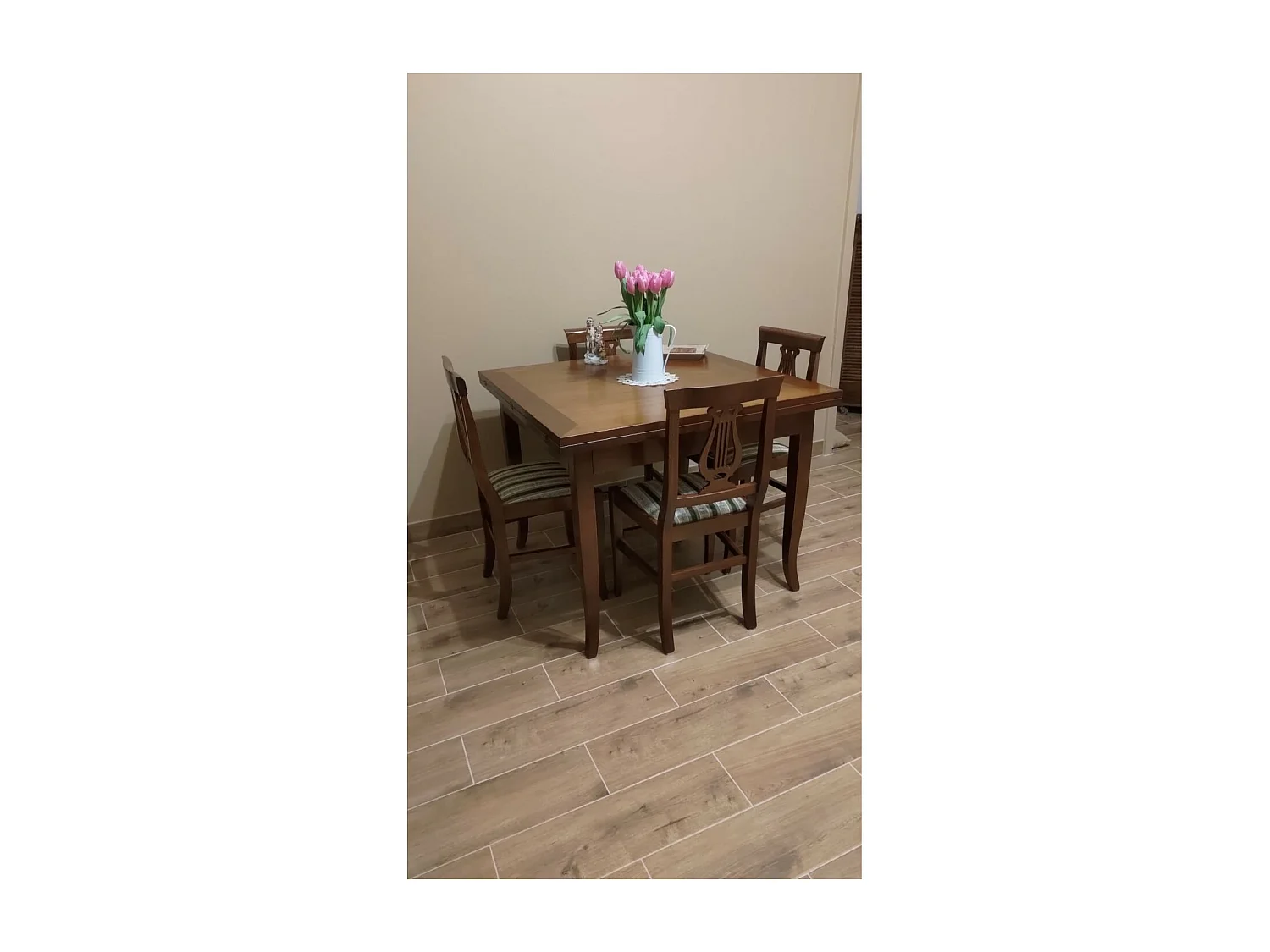 MOBILI 2G - TAVOLO NOCE GAMBA SCIABOLA 90x90 ALLUNGABILE A LIBRO (14)