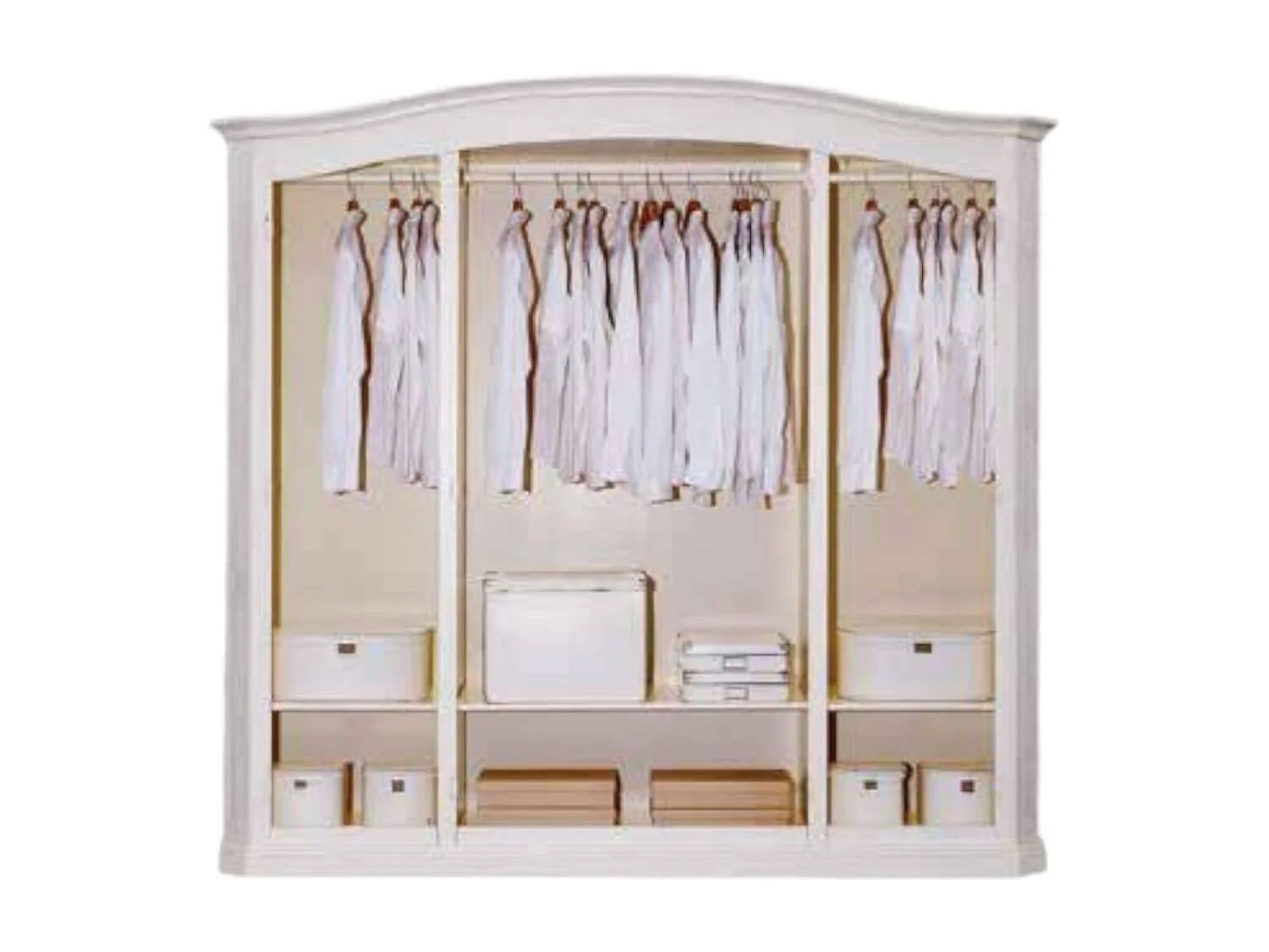 MOBILI 2G - ARMADIO SHABBY 4 ANTE IN LEGNO BIANCO SPAZZOLATO 231X63X219 (2207)