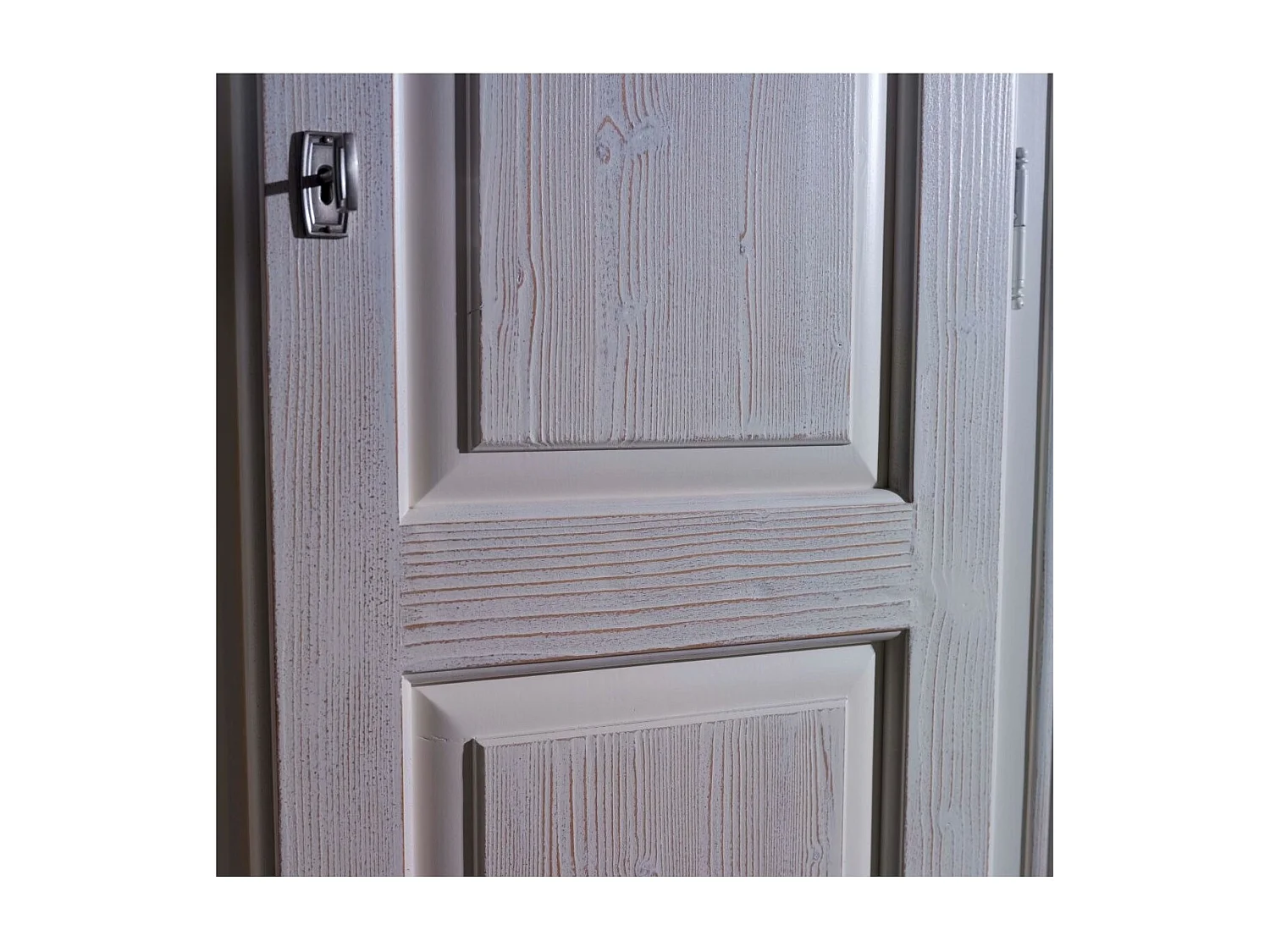 MOBILI 2G - ARMADIO SHABBY 4 ANTE IN LEGNO BIANCO SPAZZOLATO 231X63X219 (2207)