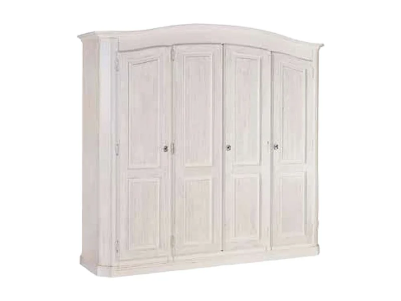 MOBILI 2G - ARMADIO SHABBY 4 ANTE IN LEGNO BIANCO SPAZZOLATO 231X63X219 (2207)