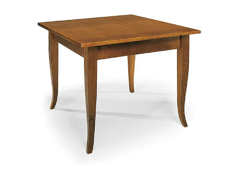 MOBILI 2G - TAVOLO CLASSICO FISSO IN LEGNO MASSELLO TINTA NOCE (90x90) (239)