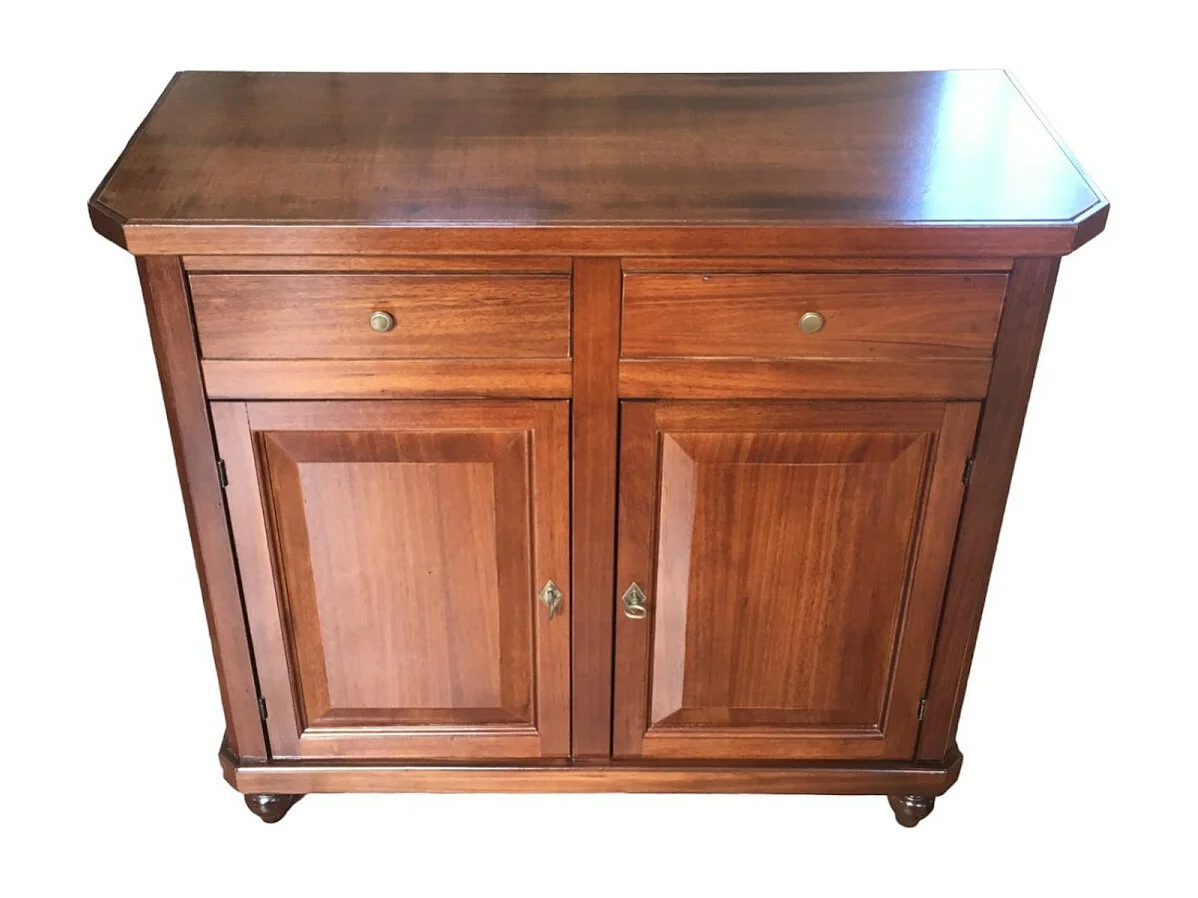 MOBILI 2G - Madia credenza napoletana in legno 2 ante tinta noce 104x43x98 (511)