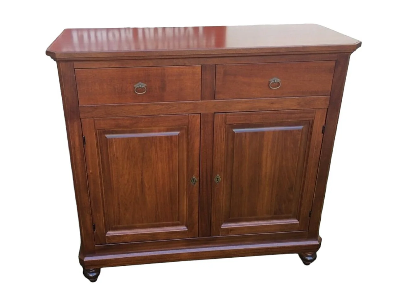 MOBILI 2G - Madia credenza napoletana in legno 2 ante tinta noce 104x43x98 (511)
