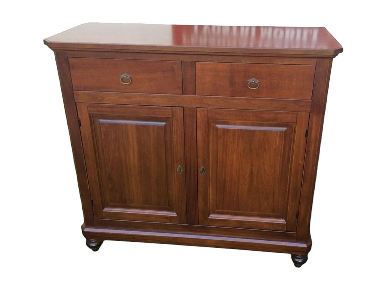 MOBILI 2G - Madia credenza napoletana in legno 2 ante tinta noce 104x43x98 (511)