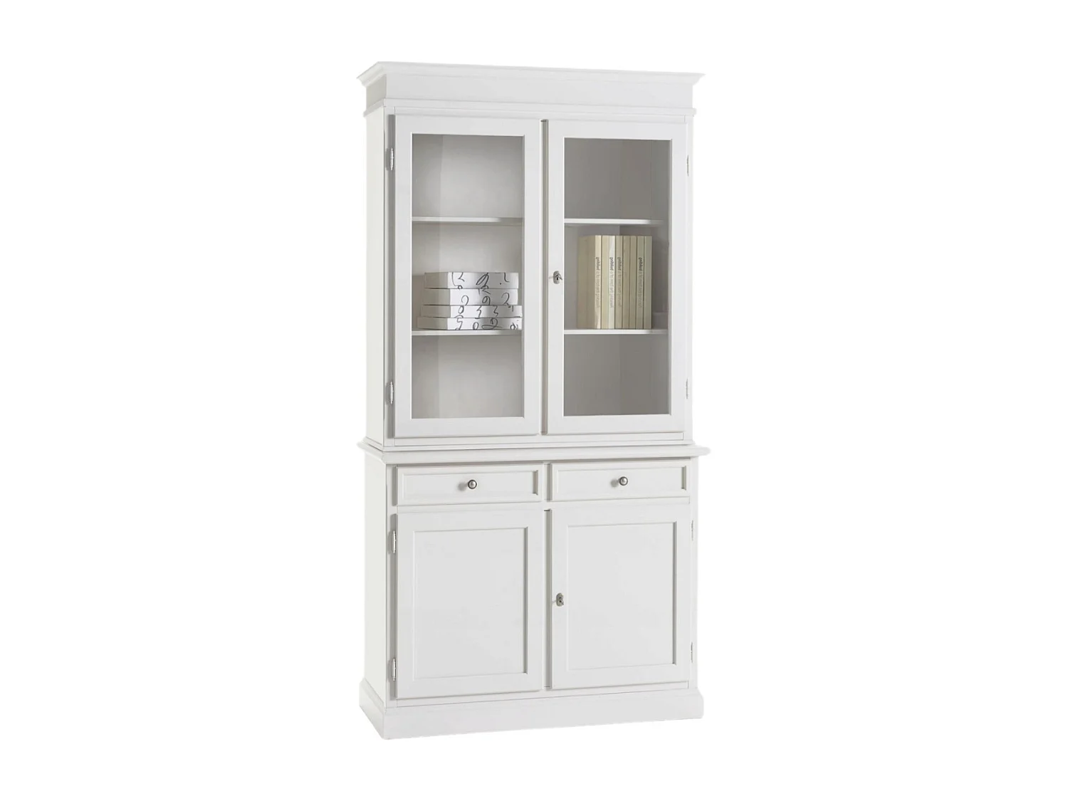 MOBILI 2G - Cristalliera 2 porte in legno arte povera bianco sporco 106x42x203