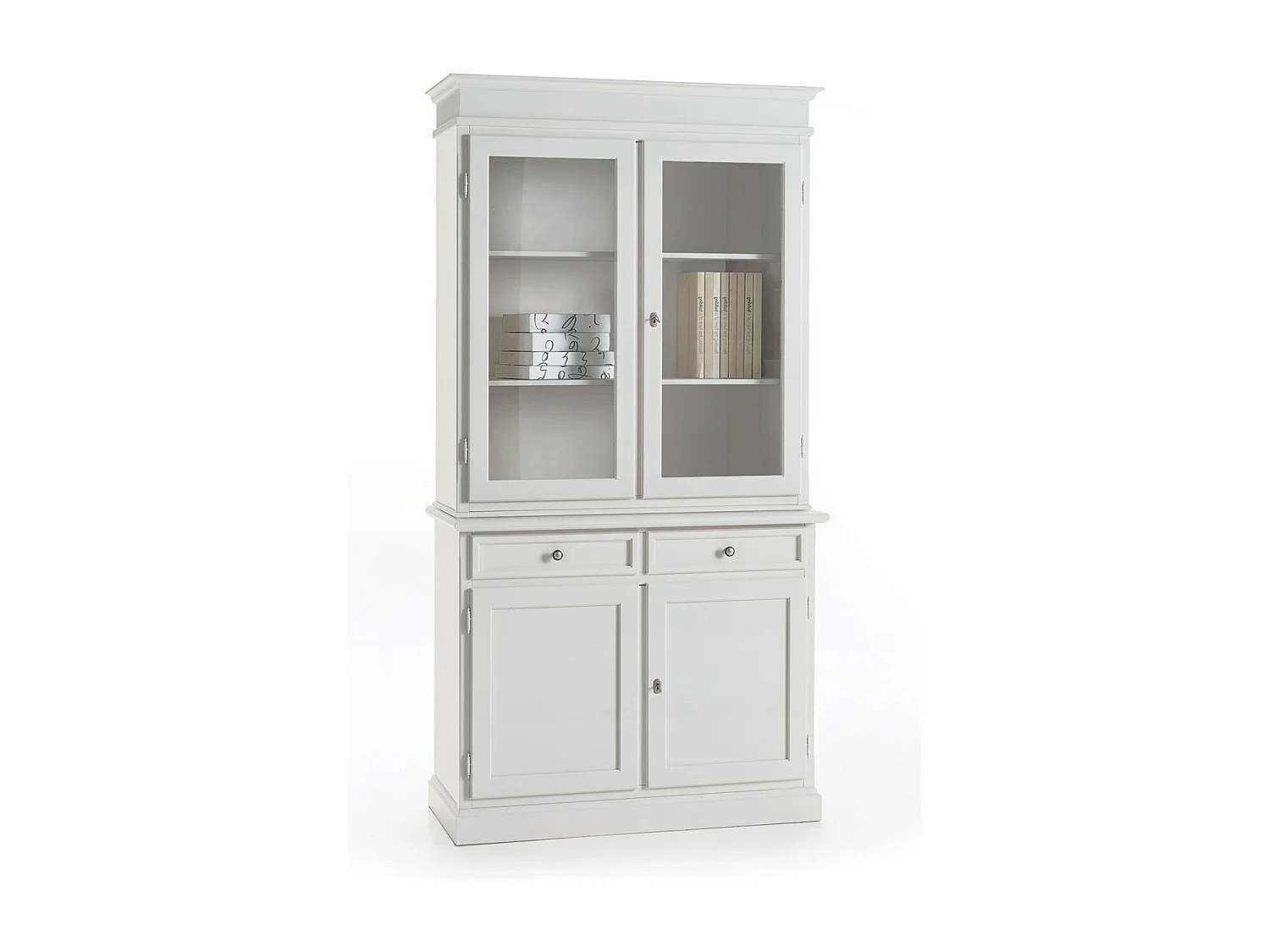 MOBILI 2G - Cristalliera 2 porte in legno arte povera bianco sporco 106x42x203