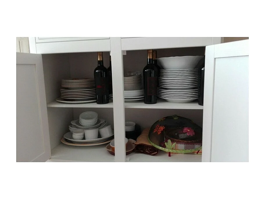 MOBILI 2G - Cristalliera 2 porte in legno arte povera bianco sporco 106x42x203