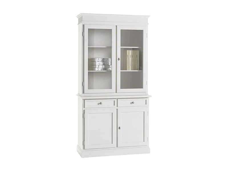 MOBILI 2G - Cristalliera 2 porte in legno arte povera bianco sporco 106x42x203
