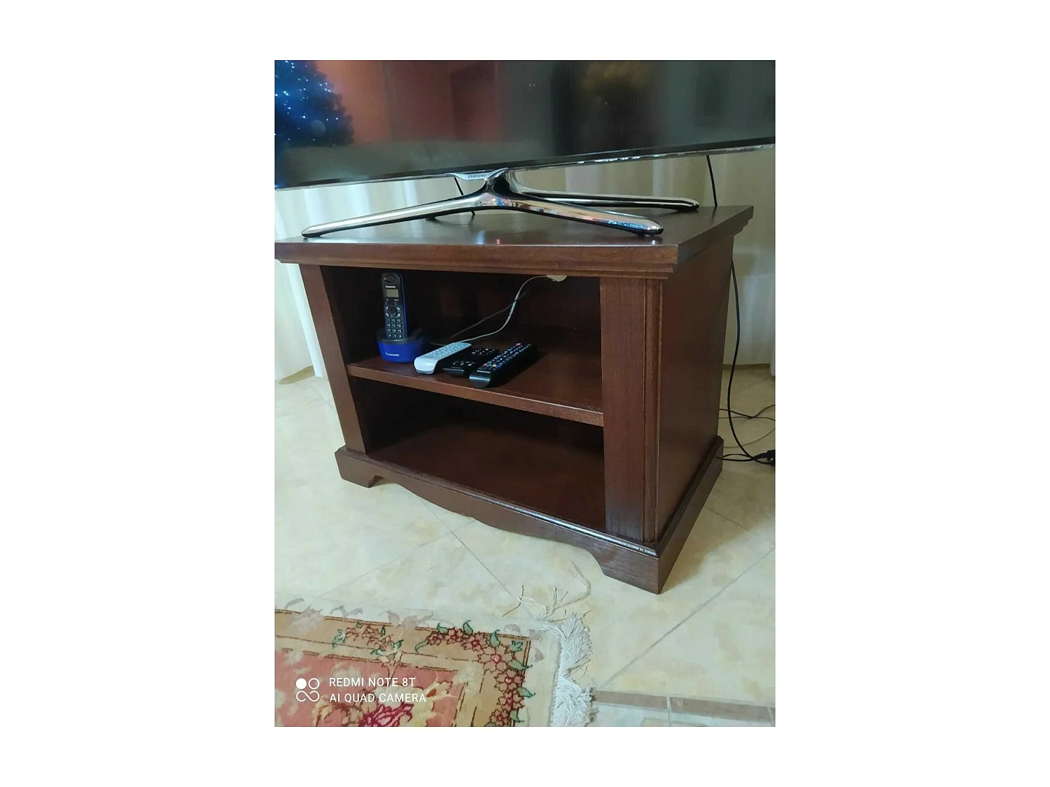 MOBILI 2G - PORTA TV LEGNO ARTE POVERA COLORE NOCE SCURO 75x40x51 (397)