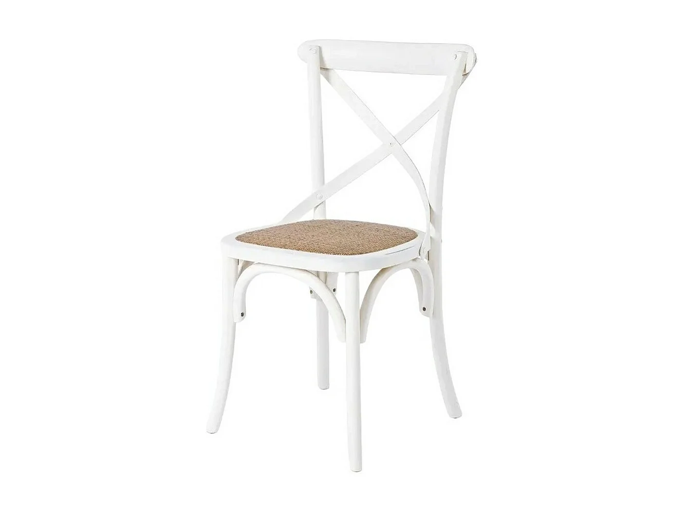 MOBILI 2G - SET 2 Sedie Cross Bistrot Shabby Vintage Bianco Olmo Seduta Rivestita Rattan Naturale Modello (6086)