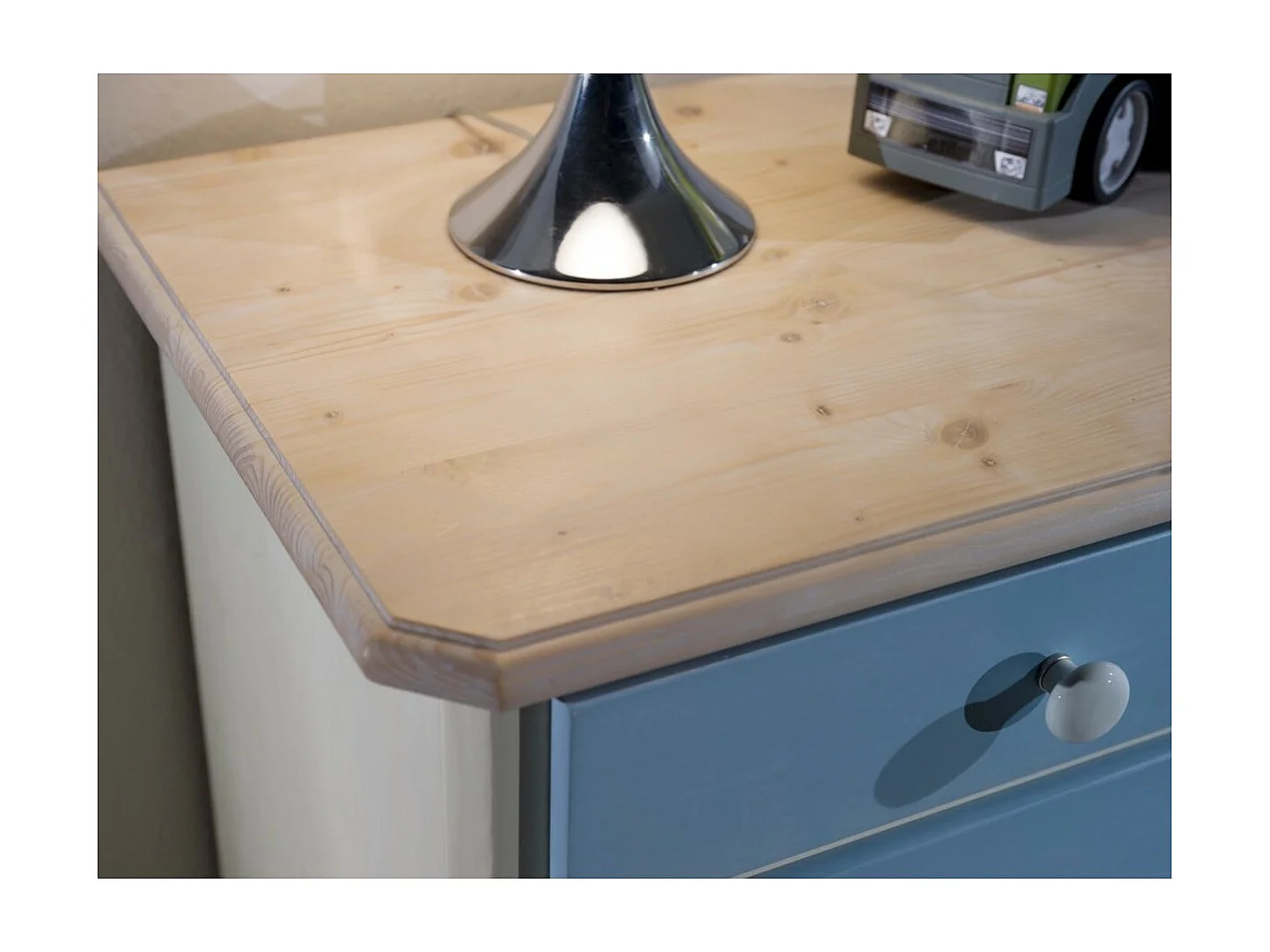 MOBILI 2G - COMO 5 CASSETTI IN LEGNO AZZURRO MIELE L.118 P.52 H.99 (2210)