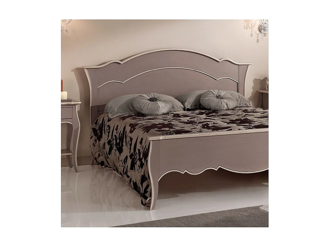 MOBILI 2G - LETTO SAGOMATO MATRIMONIALE BICOLORE TORTORA IN LEGNO (1481)