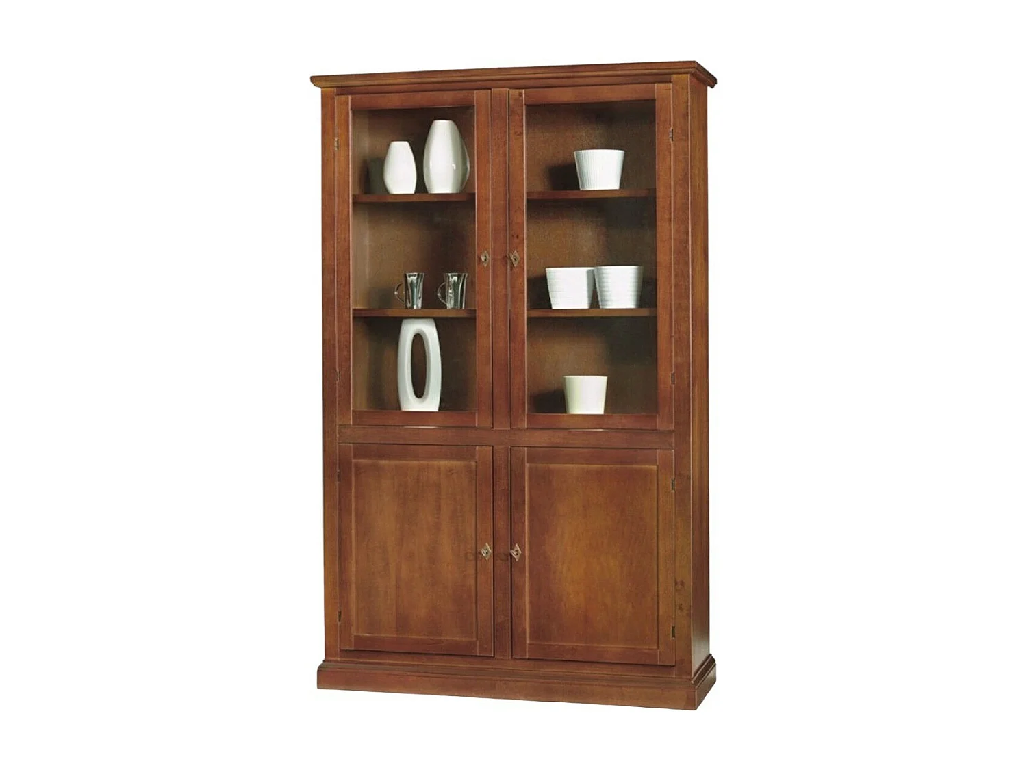 MOBILI 2G - VETRINA 4 ANTE ARTE POVERA IN LEGNO TINTA NOCE L 120x41x187 (390)