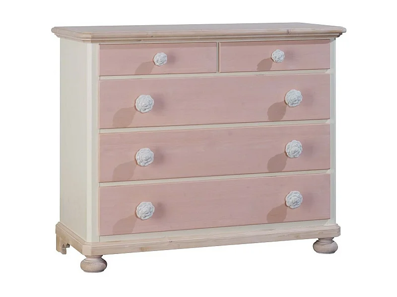 MOBILI 2G - COMO 5 CASSETTI IN LEGNO ROSA E MIELE L.118 P.52 H.99 (2208)