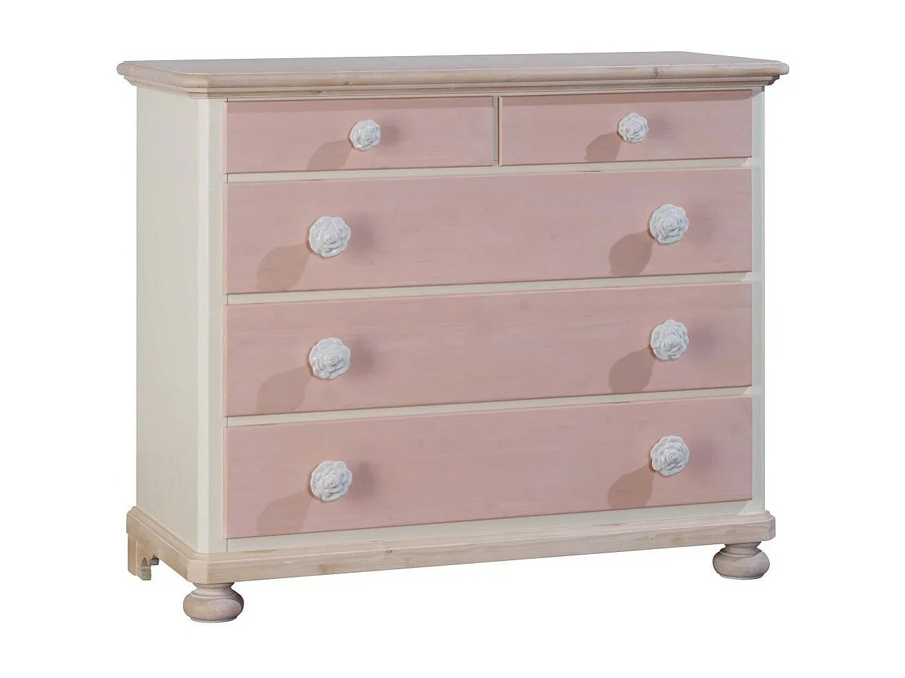 MOBILI 2G - COMO 5 CASSETTI IN LEGNO ROSA E MIELE L.118 P.52 H.99 (2208)