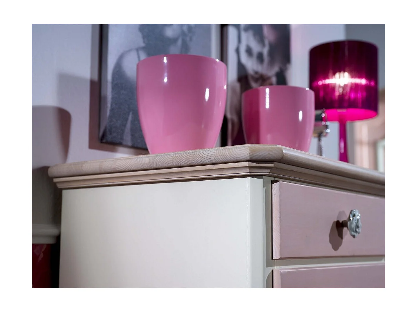 MOBILI 2G - COMO 5 CASSETTI IN LEGNO ROSA E MIELE L.118 P.52 H.99 (2208)