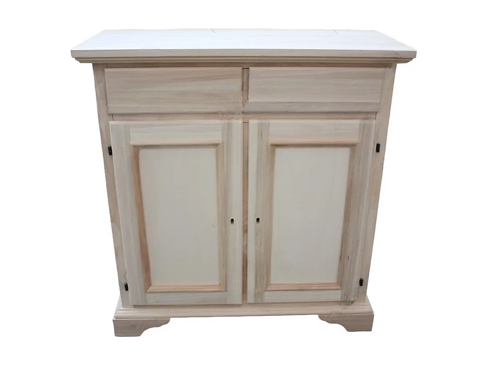 MOBILI 2G - Credenza 2 porte 2 cassetti Legno shabby avorio patinato filo verde 90x40x94 (1331)