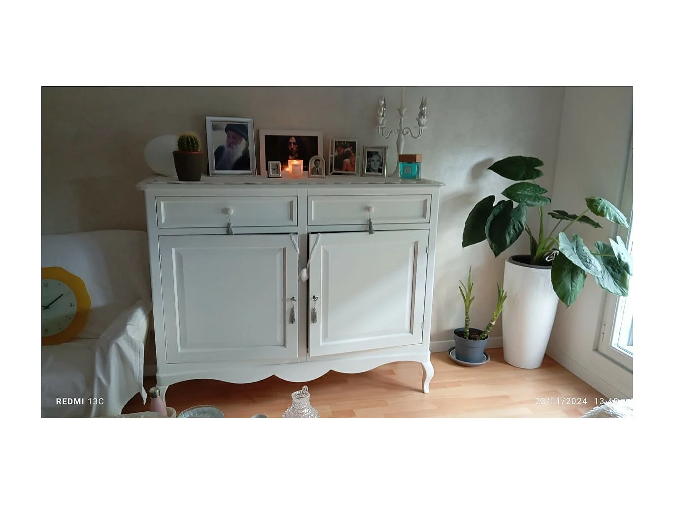 MOBILI 2G - MADIA CREDENZA LEGNO SHABBY 2 PORTE BIANCO 145X49X116H (1424)