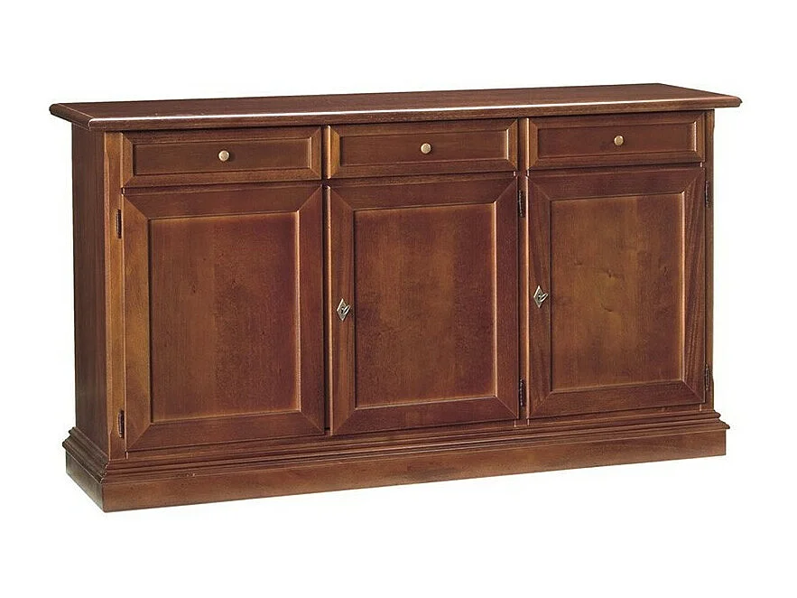 MOBILI 2G - Madia credenza arte povera in legno 3 porte tinta noce 156x42x85 (382)