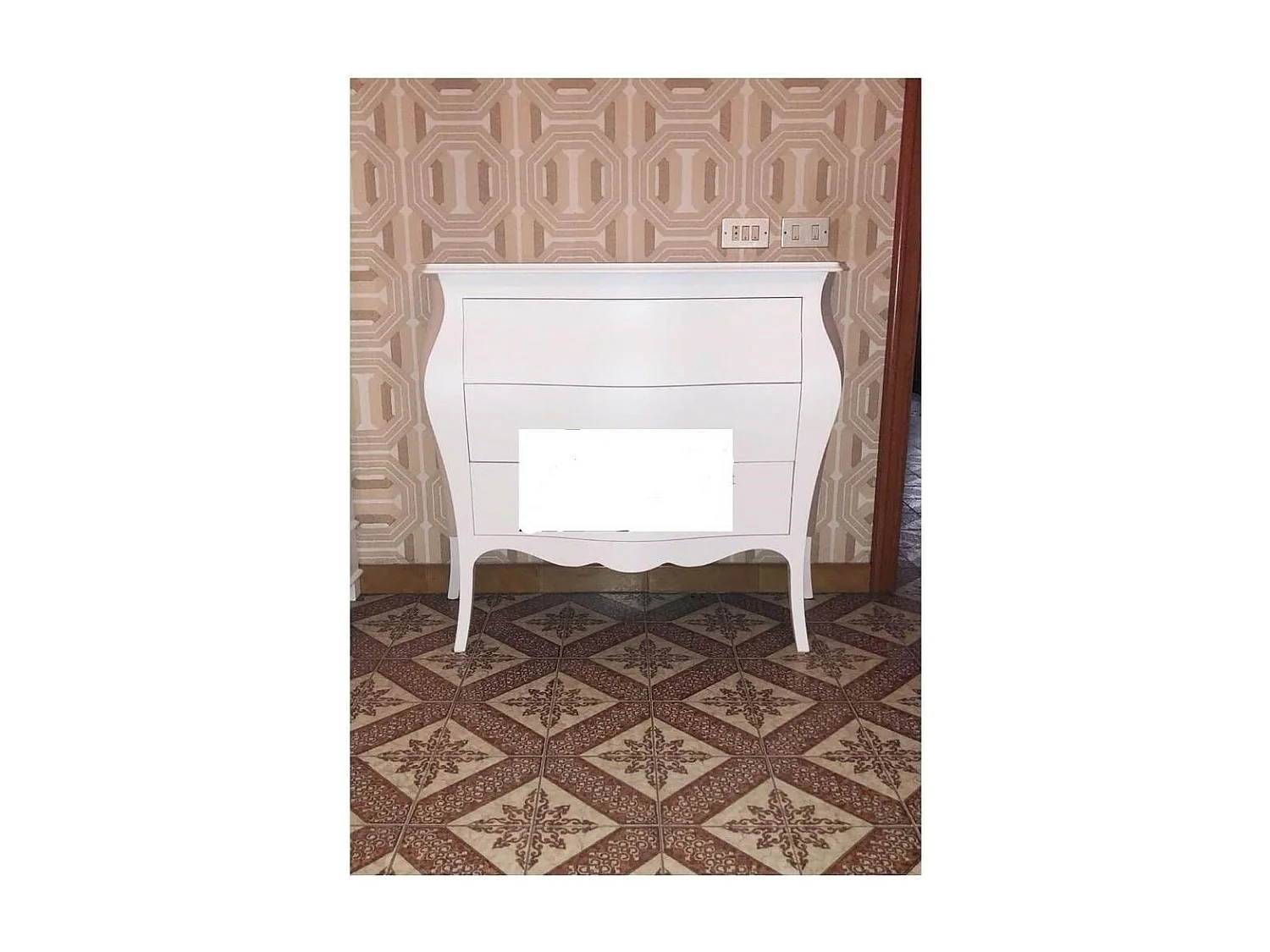 MOBILI 2G - Comò 3 cassetti bombato bianco opaco L.100 P.42 H. 85 (1019)