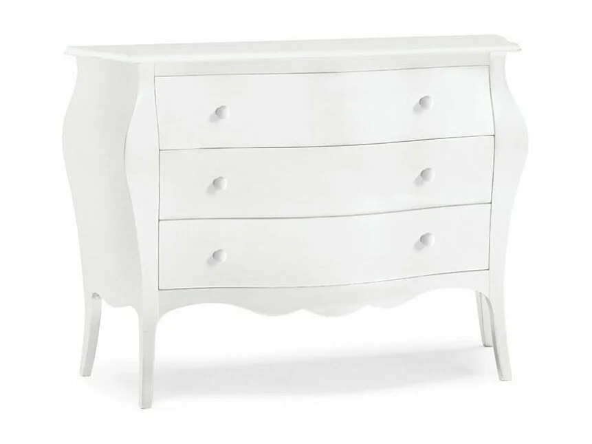 MOBILI 2G - Comò 3 cassetti bombato bianco opaco L.100 P.42 H. 85 (1019)