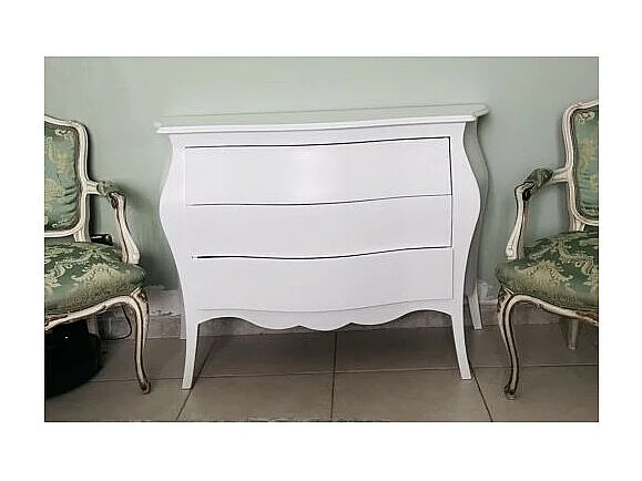 MOBILI 2G - Comò 3 cassetti bombato bianco opaco L.100 P.42 H. 85 (1019)