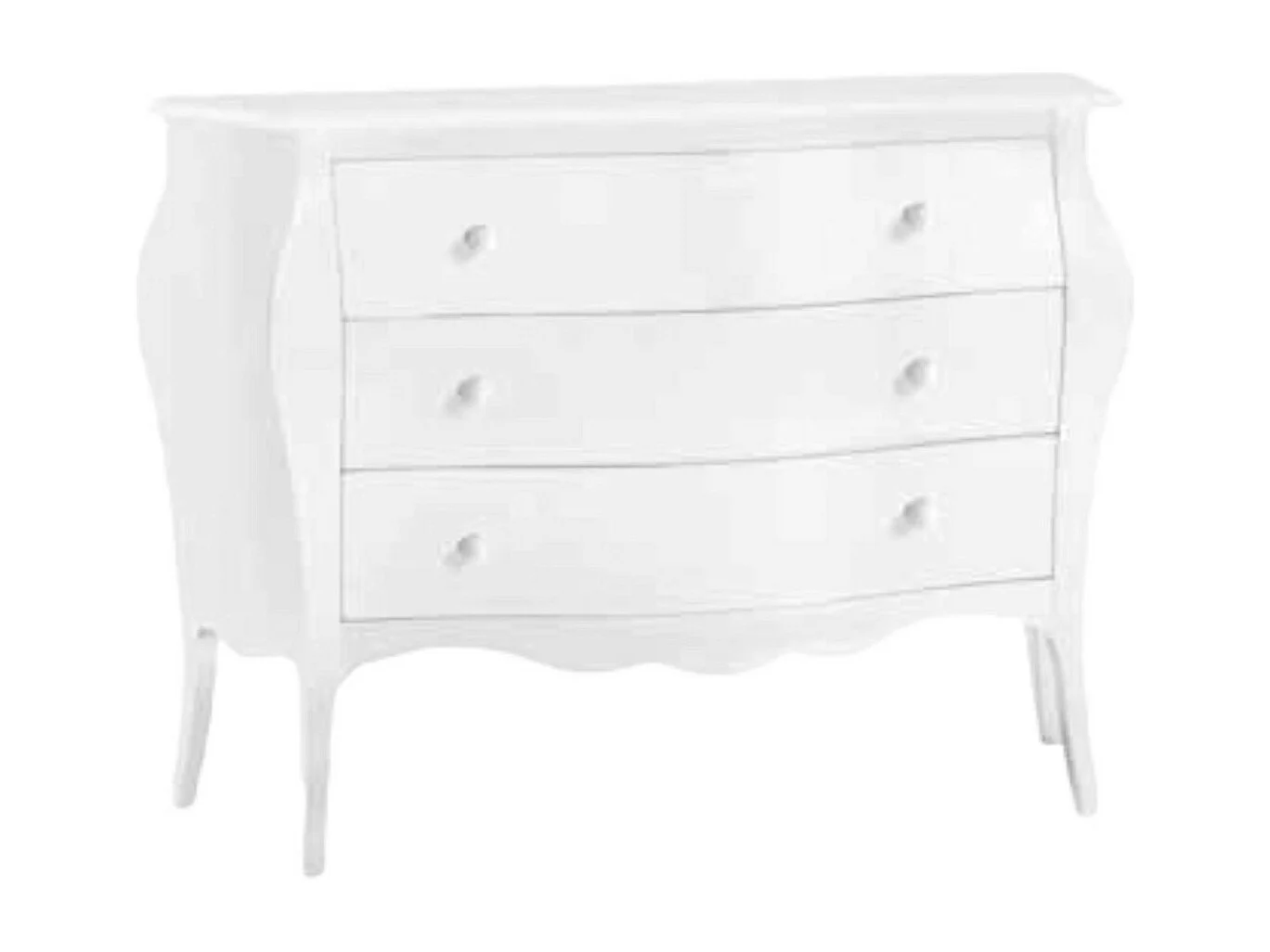 MOBILI 2G - Comò 3 cassetti bombato bianco opaco L.100 P.42 H. 85 (1019)