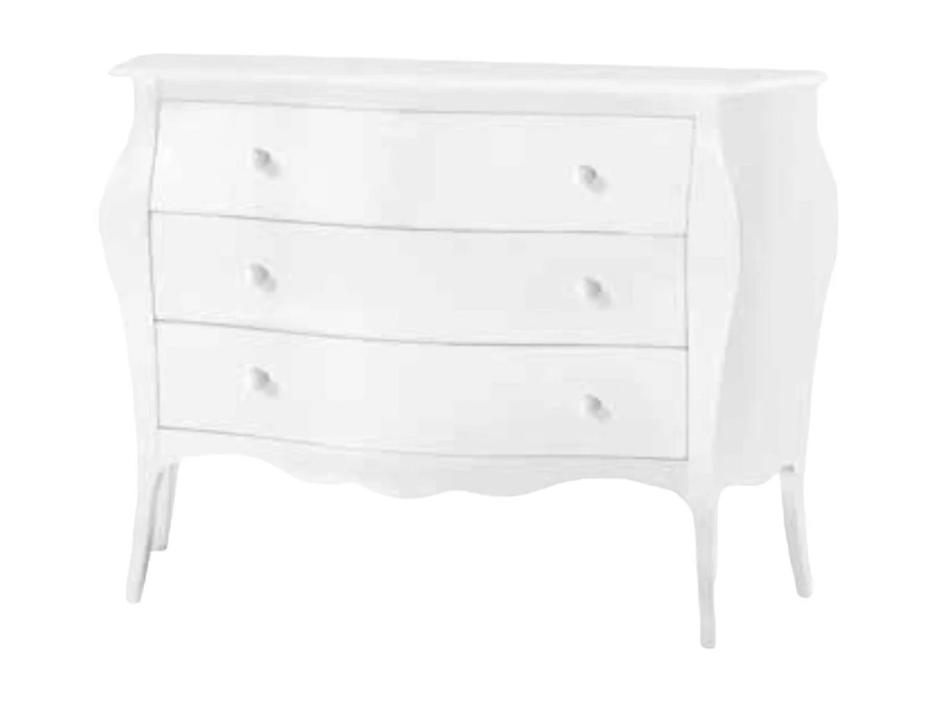 MOBILI 2G - Comò 3 cassetti bombato bianco opaco L.100 P.42 H. 85 (1019)