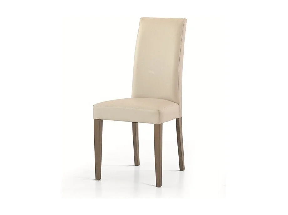 MOBILI 2G - SET 2 SEDIE MODERNE LEGNO ECOPELLE IMBOTTITA BEIGE (578)