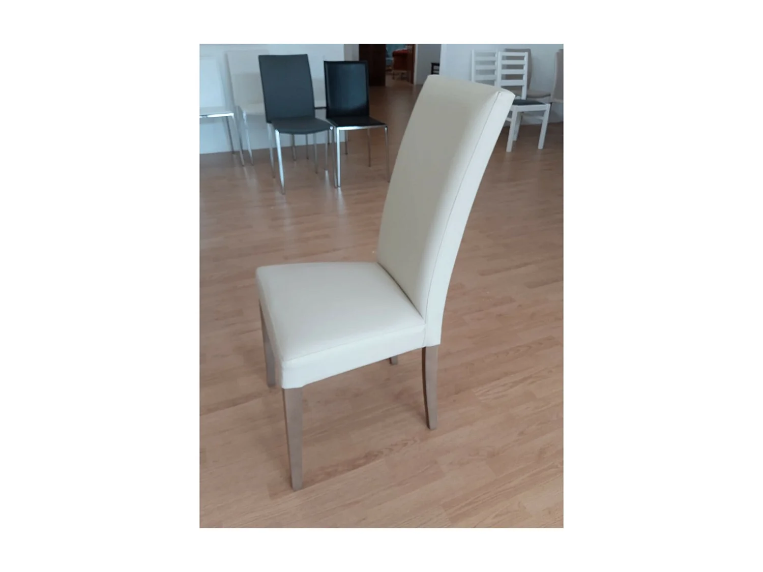 MOBILI 2G - SET 2 SEDIE MODERNE LEGNO ECOPELLE IMBOTTITA BEIGE (578)