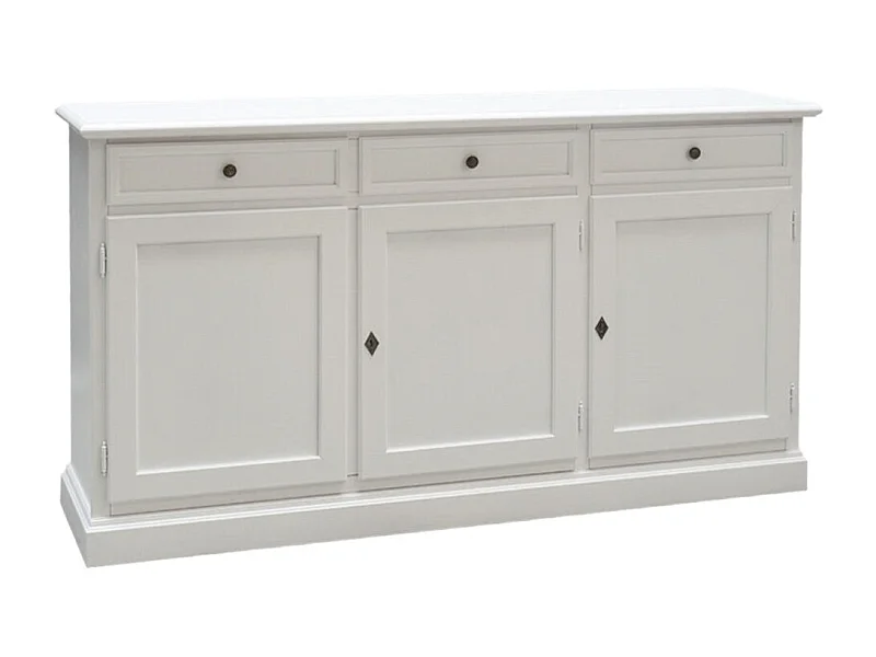 MOBILI 2G - MADIA CREDENZA ARTE POVERA 3 PORTE LEGNO BIANCO 156X42X85 (1382)